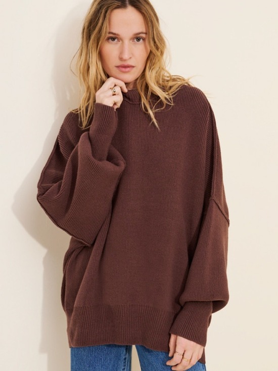 Free People Sweaters - Free People | Easy Street Tunic in Chocolate Brown Preppy Knit Casual Loungewear